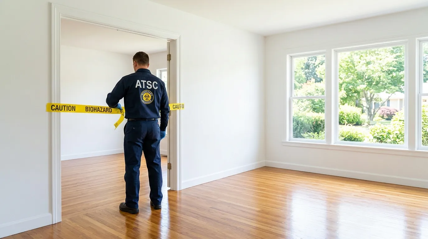 Certified biohazard cleanup crew performing Trauma Scene Cleanup in River Park